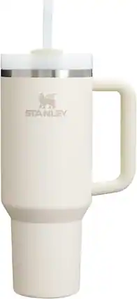 Front. Stanley - Stanley Quencher H2.0 Tumbler with Handle & Straw 40 oz | Cream - Cream.