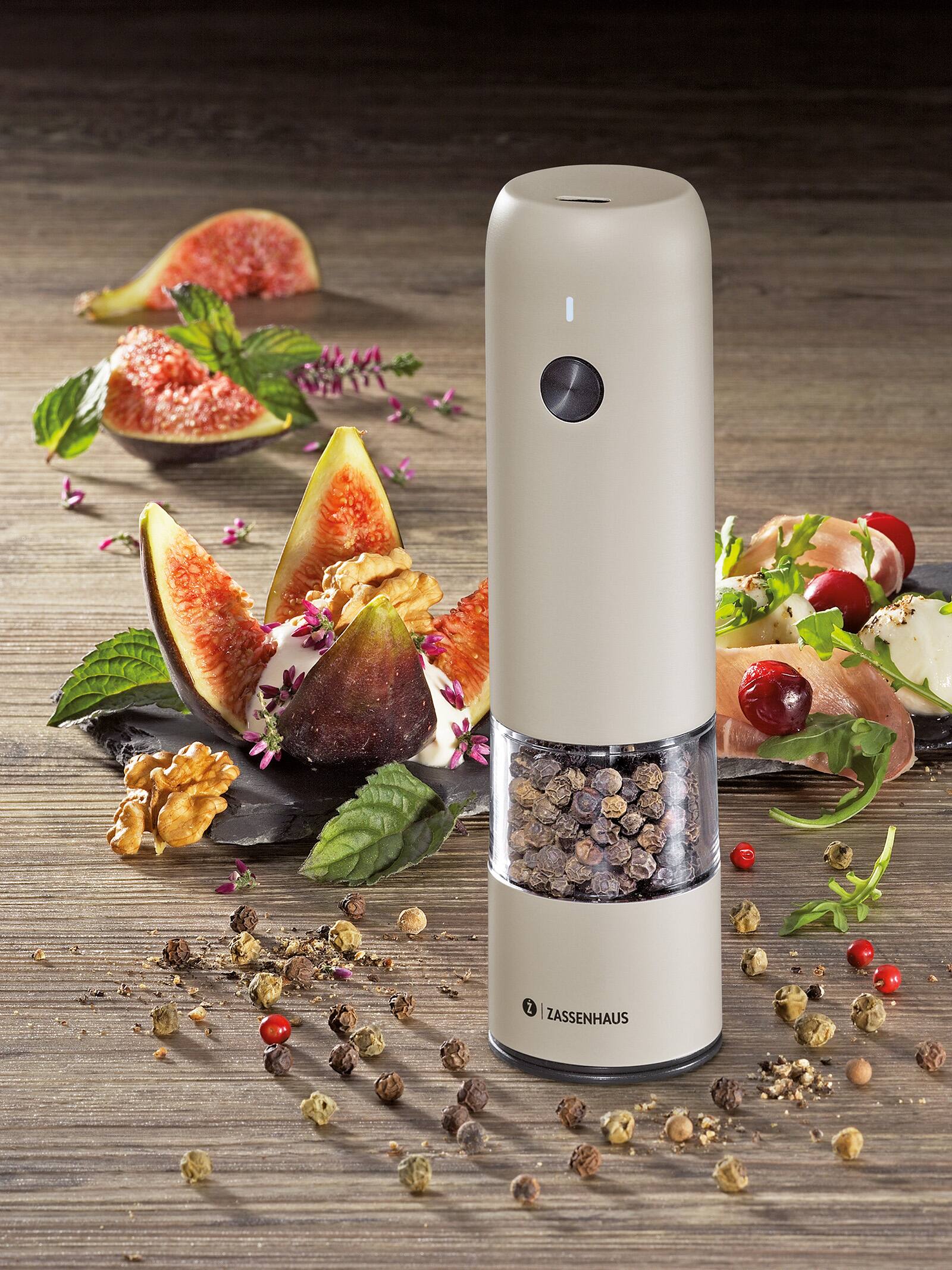 Alt View 3. Zassenhaus - Koln Rechargeable Salt or Pepper Mill, 5.5" H x 1.5", Gray - Gray.
