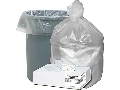 Front. Berry Global - Ultra Plus 33 Gallon Industrial Trash Bag, 33" x 40", High Density, 11 mic, 100 Bags/Box - Natural.