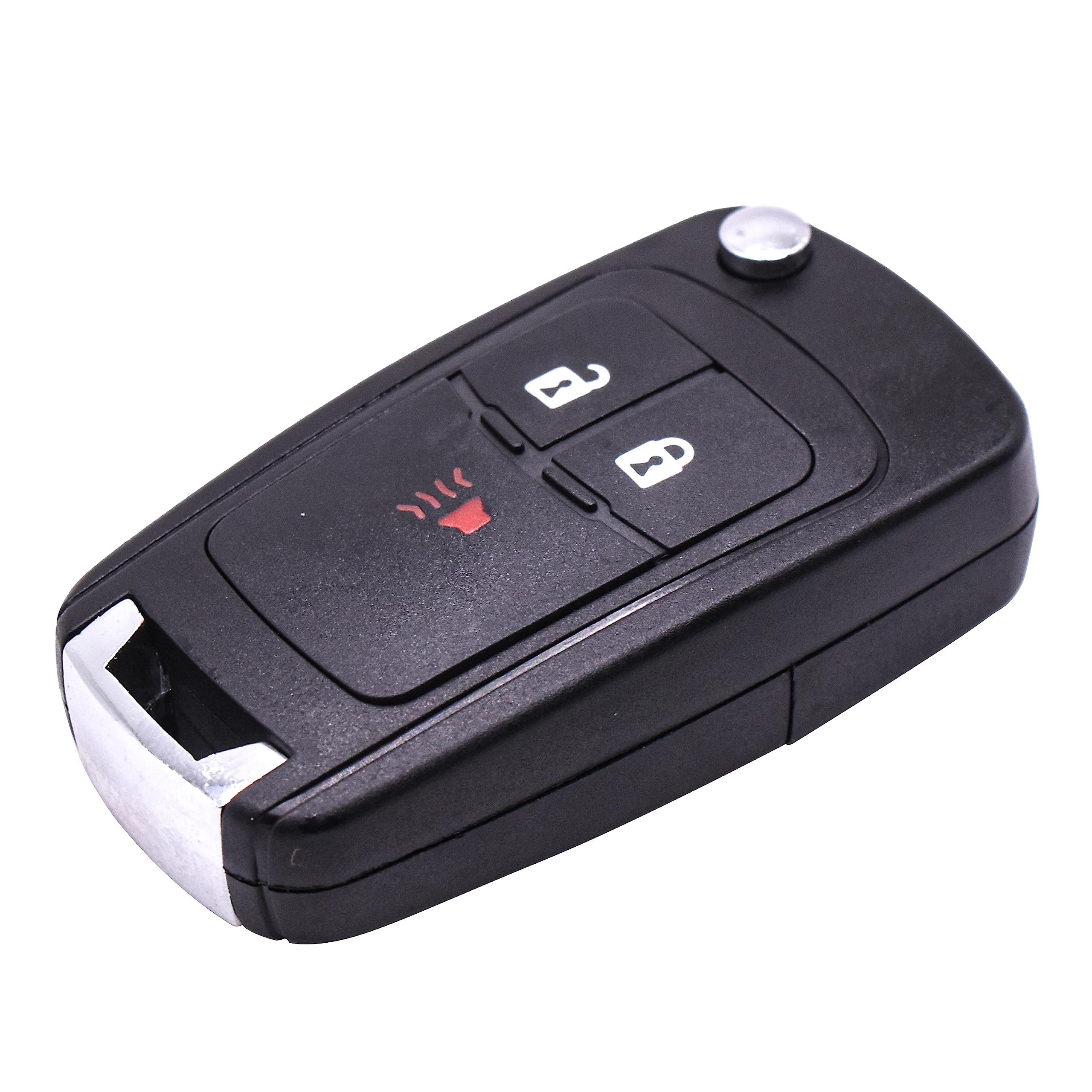 Angle. HQRP - Flip Folding Key Fob Shell Case 3-Button with Uncut Blade for Chevrolet Spark 2013-2016 - Black.