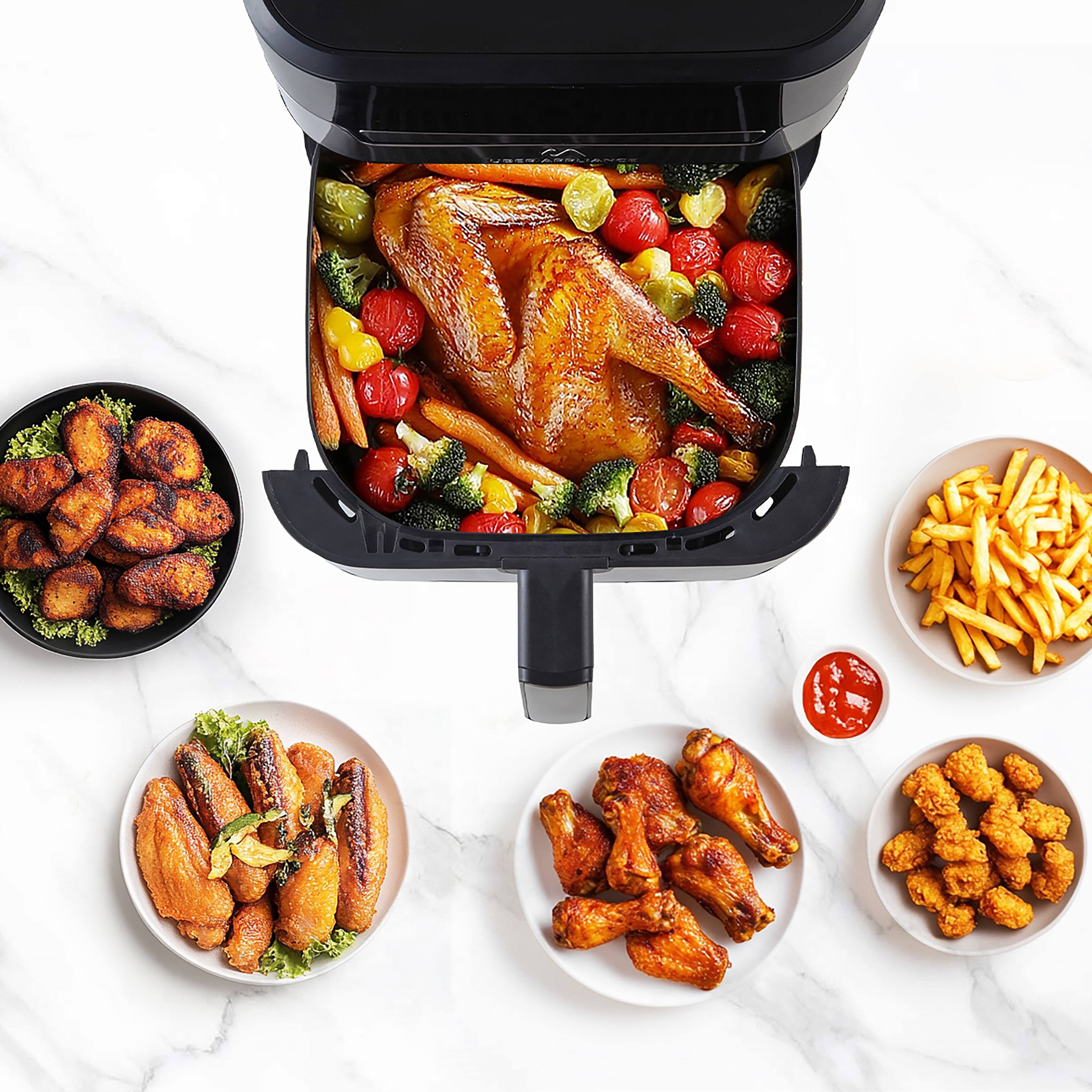 Back. Uber Appliance - Uber Appliance XL Air Fryer - 7QT Capacity, PFOA/PTFE Free, Touchscreen Control - Black with Stainless Steel accents.