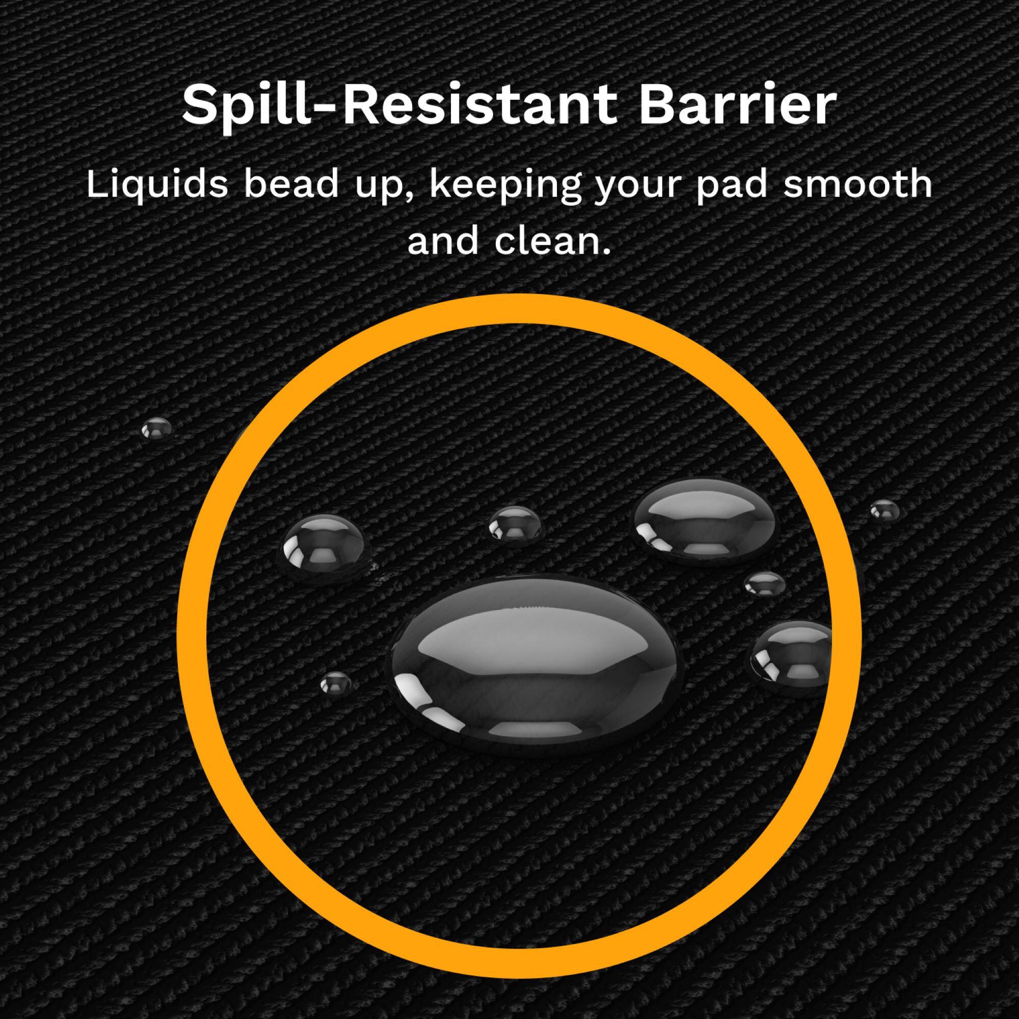 Spill-Resistant Barrier  
Liquids bead up, keeping your pad smooth and clean.