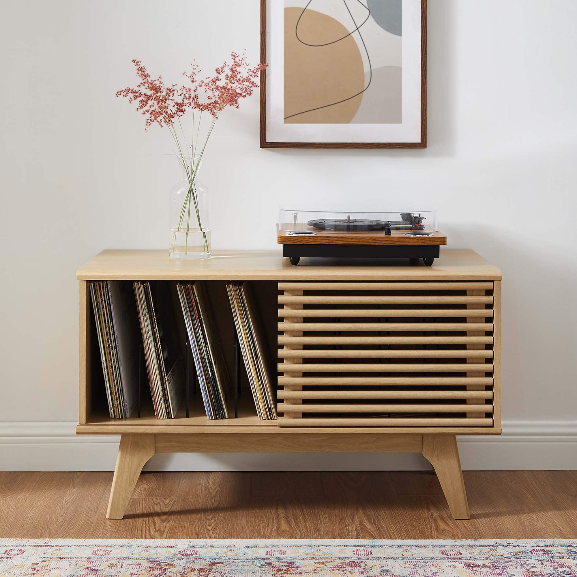 Front. Modway - Render Vinyl Record Display Stand by Modway - Oak.