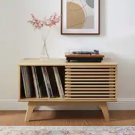 Render Vinyl Record Display Stand by Modway - Oak