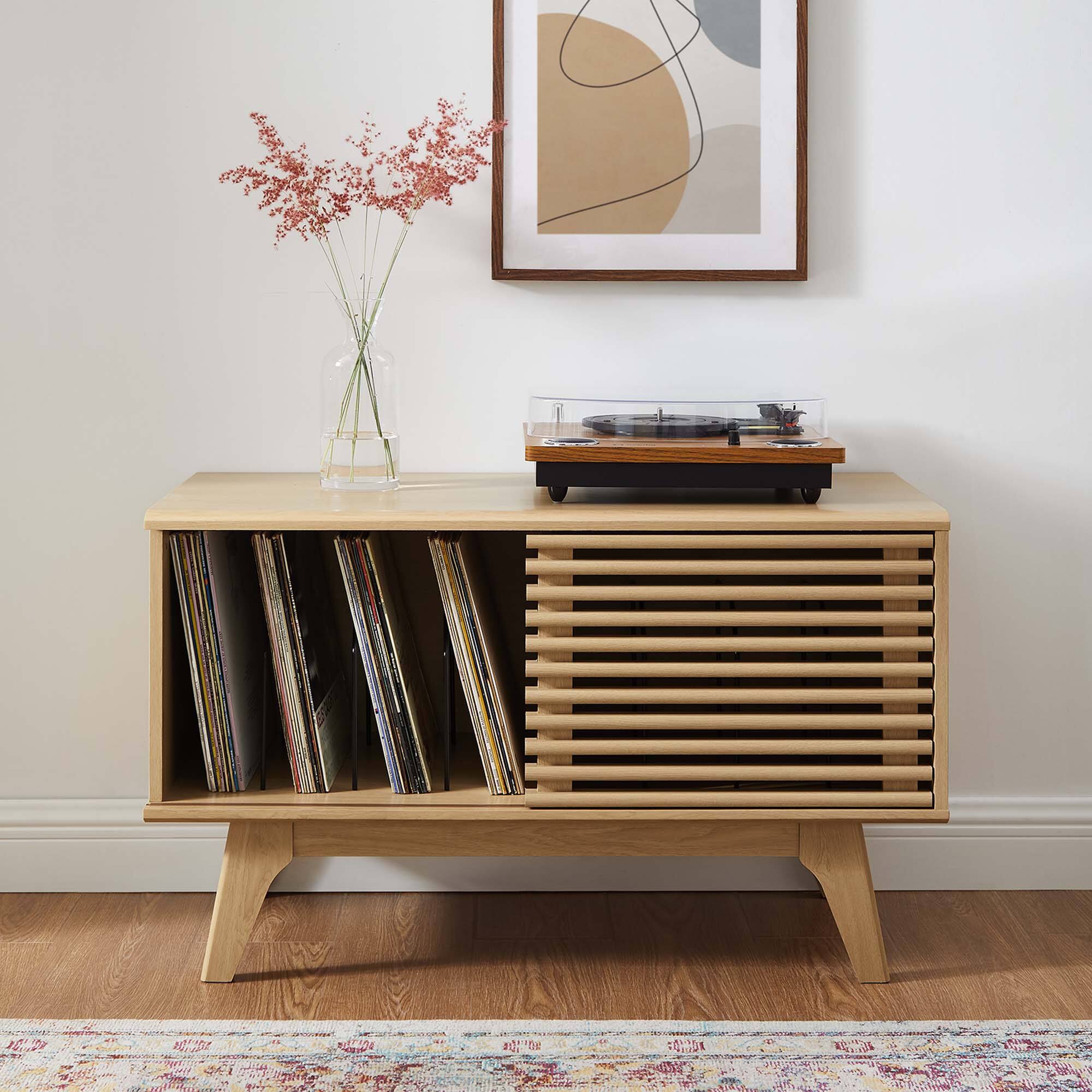 Front. Modway - Render Vinyl Record Display Stand by Modway - Oak.