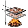 Front. VEVOR - Heavy Duty Swivel Campfire Grill, 16" Portable Camping Grill Grate, Sturdy Steel BBQ Mesh, 360° Height Adjustable Over - Black.