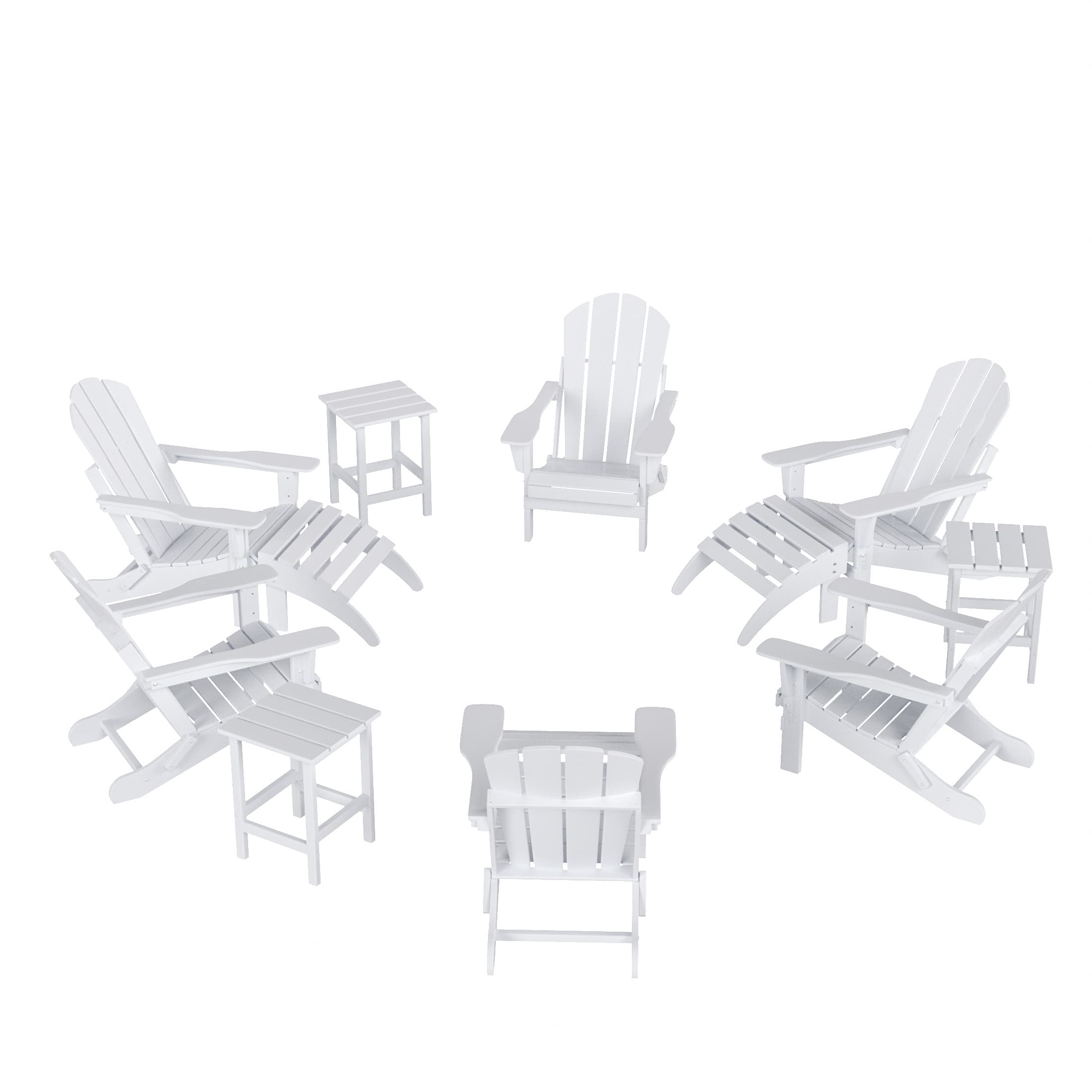 WestinTrends - Malibu 12-Piece Outdoor Folding Poly Adirondack Chair With Ottoman And Side Table - White