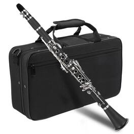 Winado - Bb Flat Clarinet Mid-range Bakelite Beginner & Student Clarinet, Nickel-Plated 17 Keys B Tone Clarinets with Hard Case