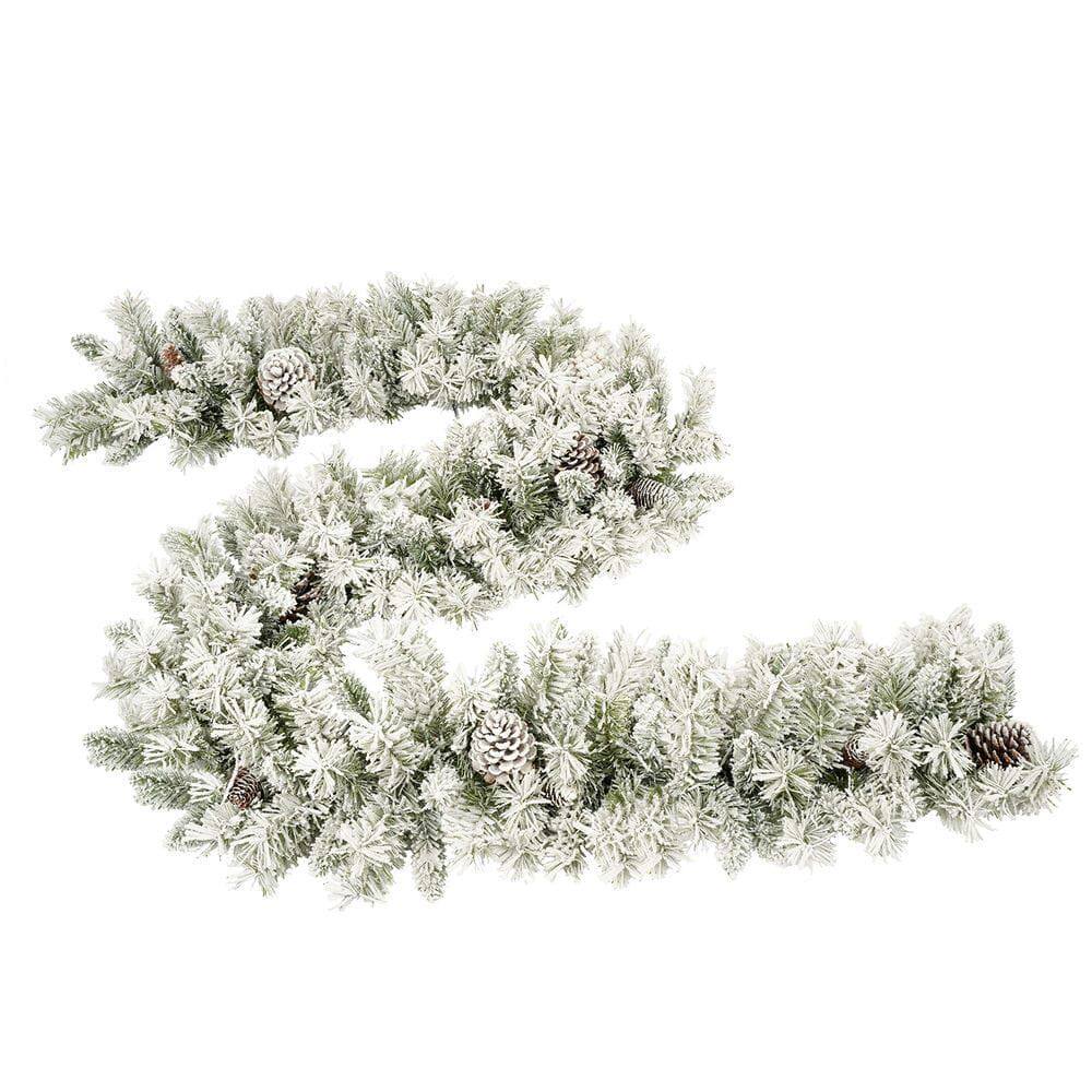 Angle. Resenkos - Complete 4-Piece Pre-Lit Christmas Set, Features a Garland, Wreath, and Two LED Illuminated Entry Trees, Green - Green.