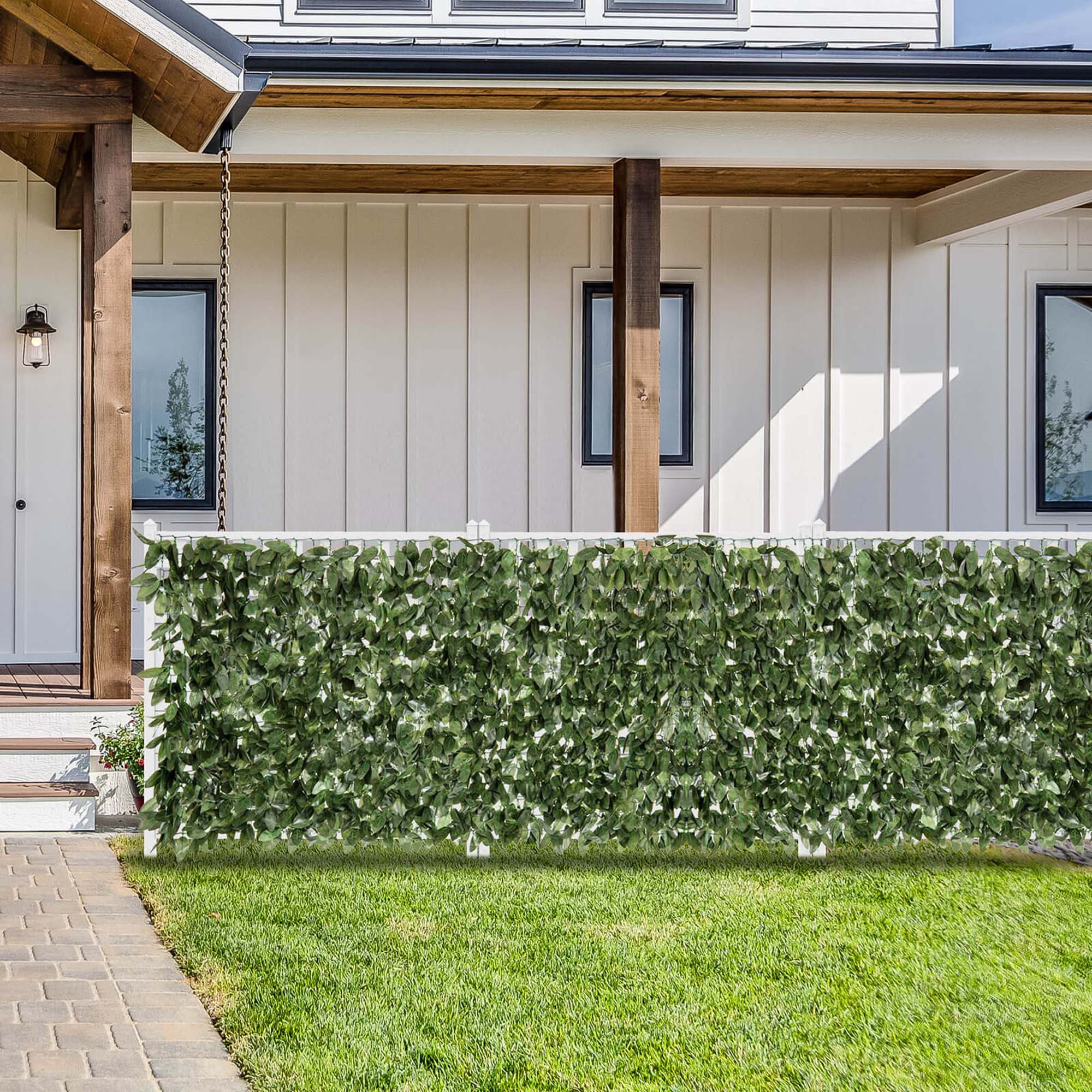 Alt View 3. Costway - Costway 120" x 40" Artificial Lily Leaf Privacy Fence Sun-protective Greenery Backdrop - Dark Green.