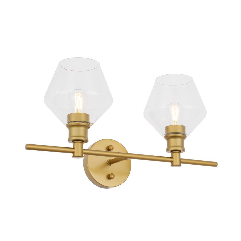 Alt View 6. Living District - Gene 2 light Brass and Clear glass Wall sconce - Brass And Clear Glass.
