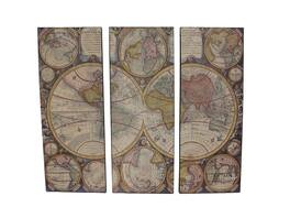Zeckos - 3 Piece Old World Map Canvas Prints - Multicolored