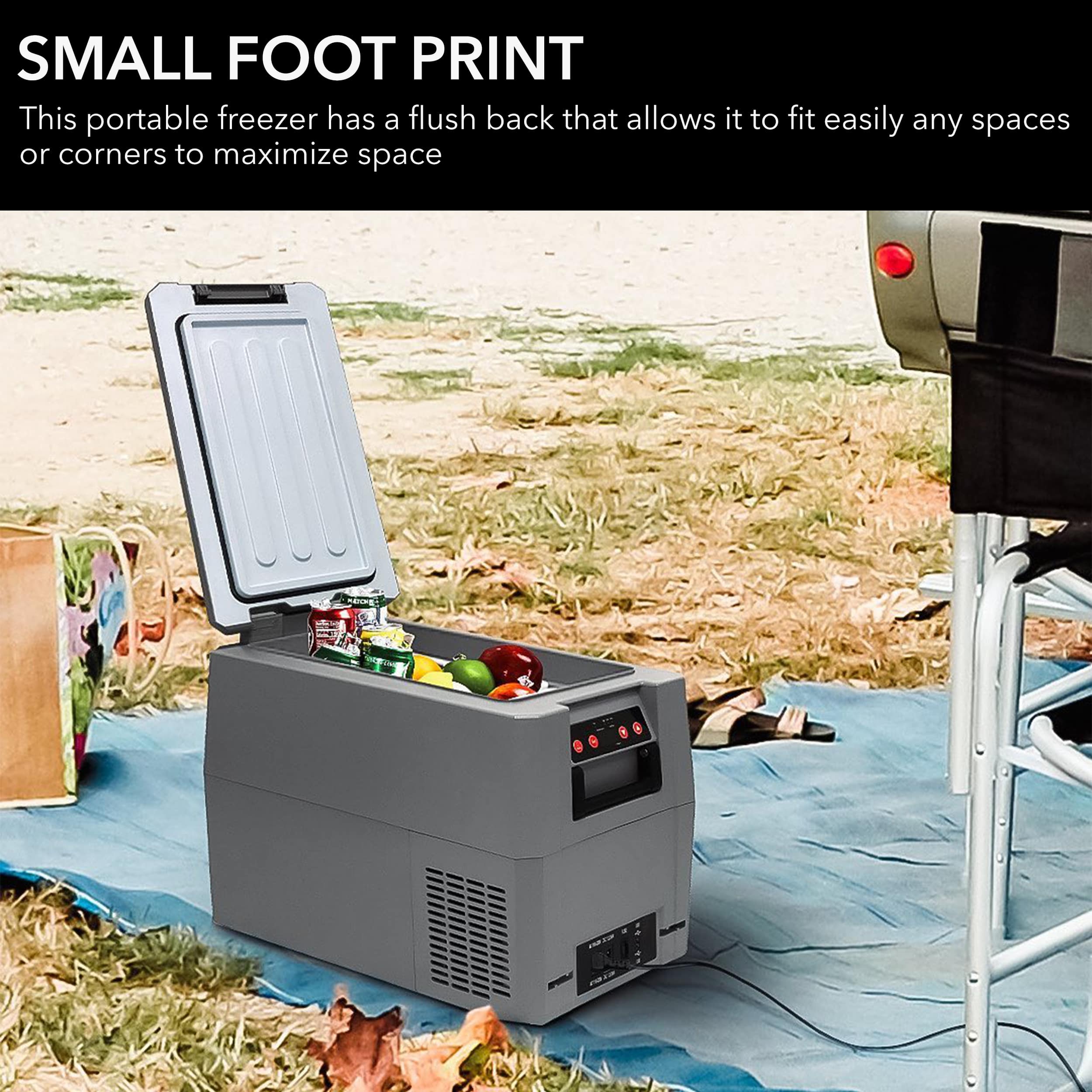 Left. Whynter - 34 Quart Compact Portable Freezer Refrigerator with 12v DC Option - Gray.