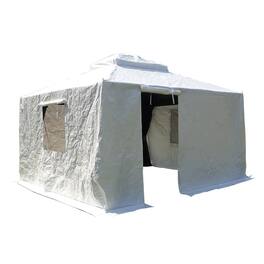 Loheer - 12x12 Gazebo Cover, White Waterproof Gazebo Enclosure Cover with Sidewalls Mesh Windows for Hardtop Gazebos