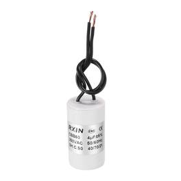 Unique Bargains - 4uF CBB60 Running Capacitor, AC 250V Cylinder 2 Wire for Air Conditioner, Compressor, Washing Machine - White