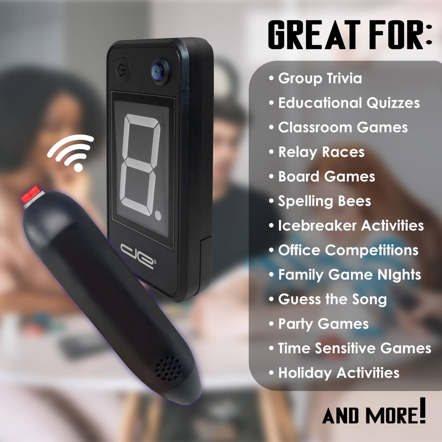 GREAT FOR:  
- Group Trivia  
- Educational Quizzes  
- Classroom Games  
- Relay Races  
- Board Games  
- Spelling Bees  
- Icebreaker Activities  
- Office Competitions  
- Family Game Nights  
- Guess the Song  
- Party Games  
- Time Sensitive Games  
- Holiday Activities  
AND MORE!