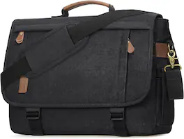 Vulpecula Spade - Messenger Bag for Men 17-17.3 Inch Laptop Bag Water-resistant Canvas Computer Shoulder Bag - Black