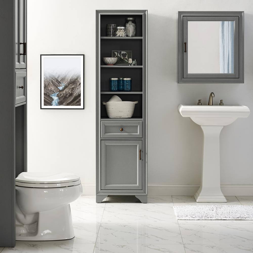 Alt View 9. Crosley Furniture - Tara Linen Storage Cabinet - Gray.