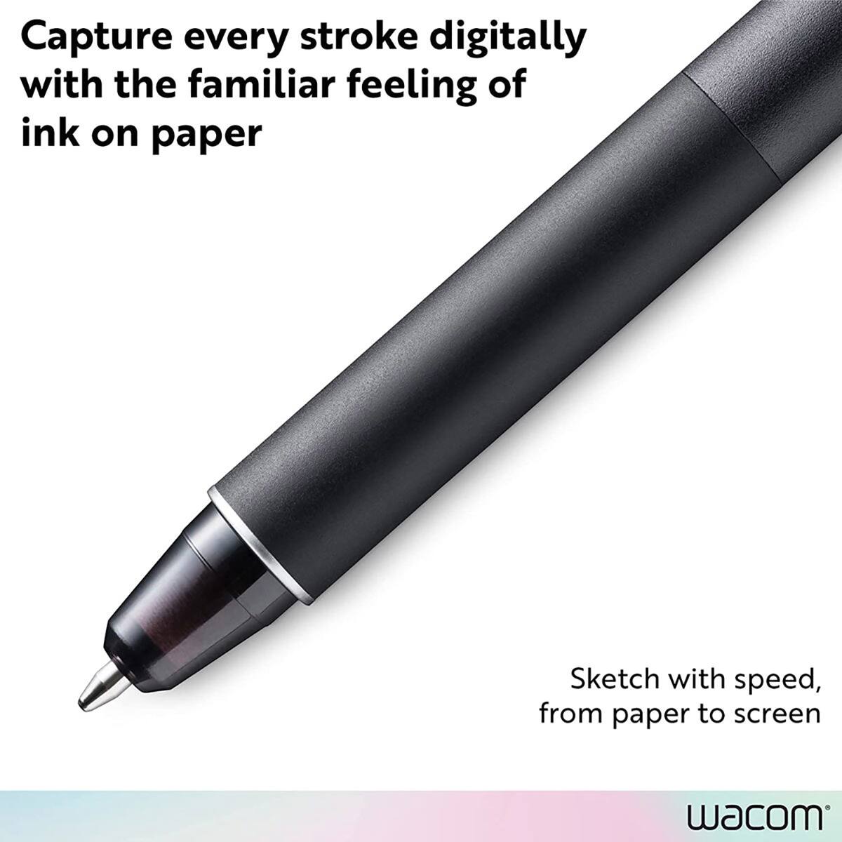 Capture every stroke digitally with the familiar feeling of ink on paper. Sketch with speed, from paper to screen. Wacom