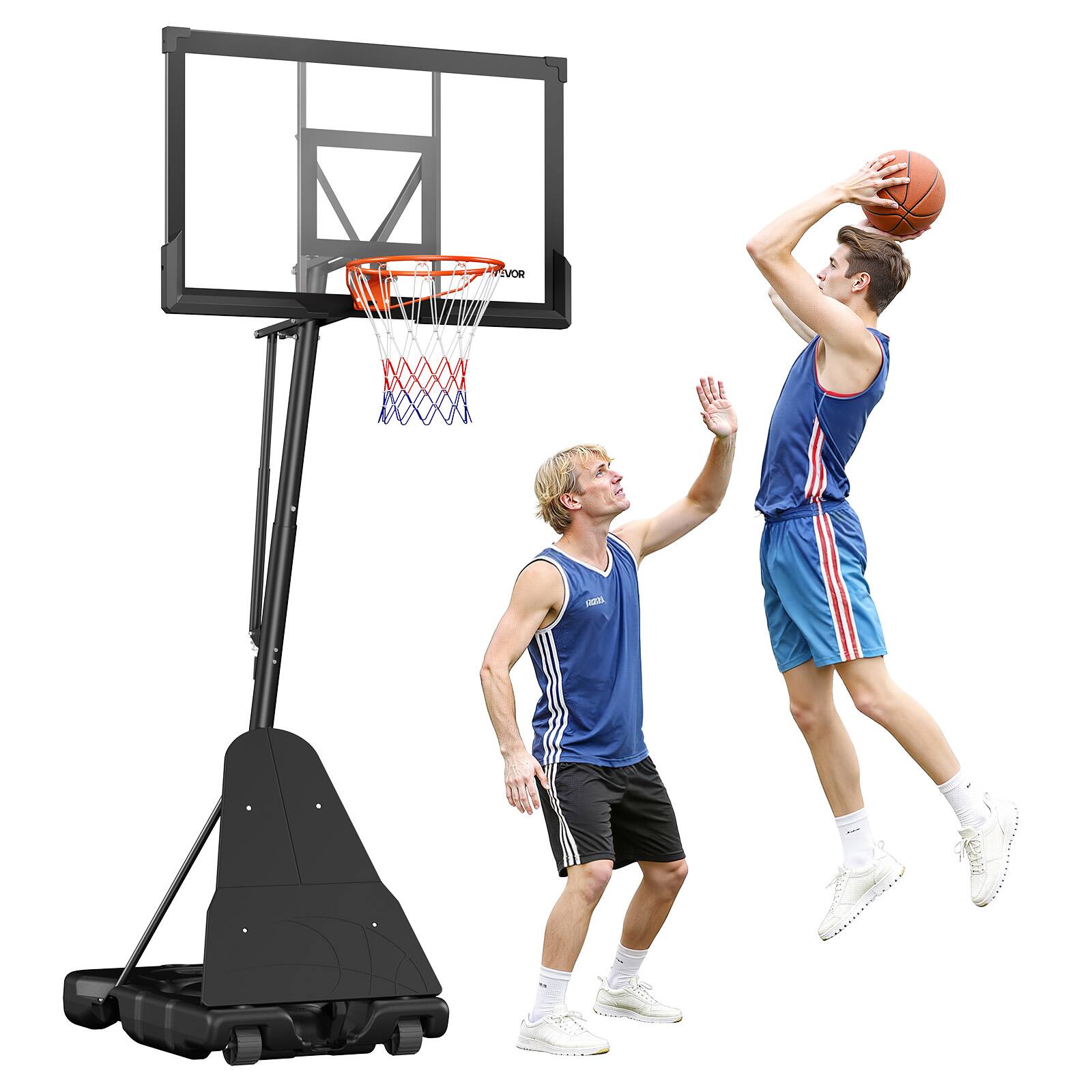 Front. VEVOR - Portable Basketball Stand,10ft Height Adjustment Basketball Hoop & Goal,Basketballs Hoop Outdoor with 50in PC Backboard - Black.