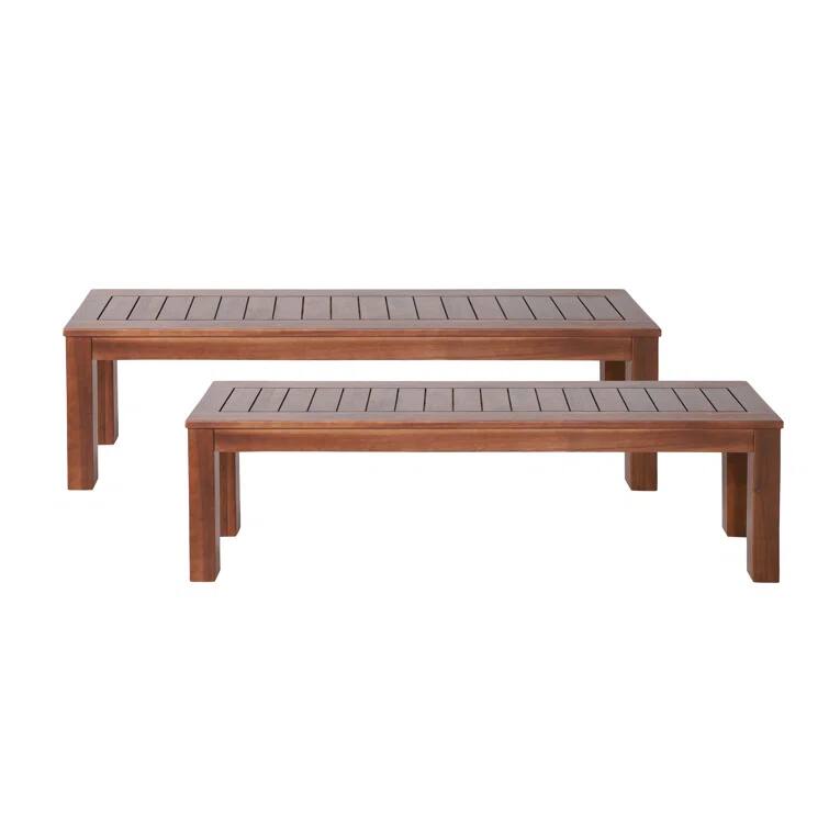 Alt View 1. Mondawe - Acacia Wood Outdoor Table and Bench Set - Dark Brown.