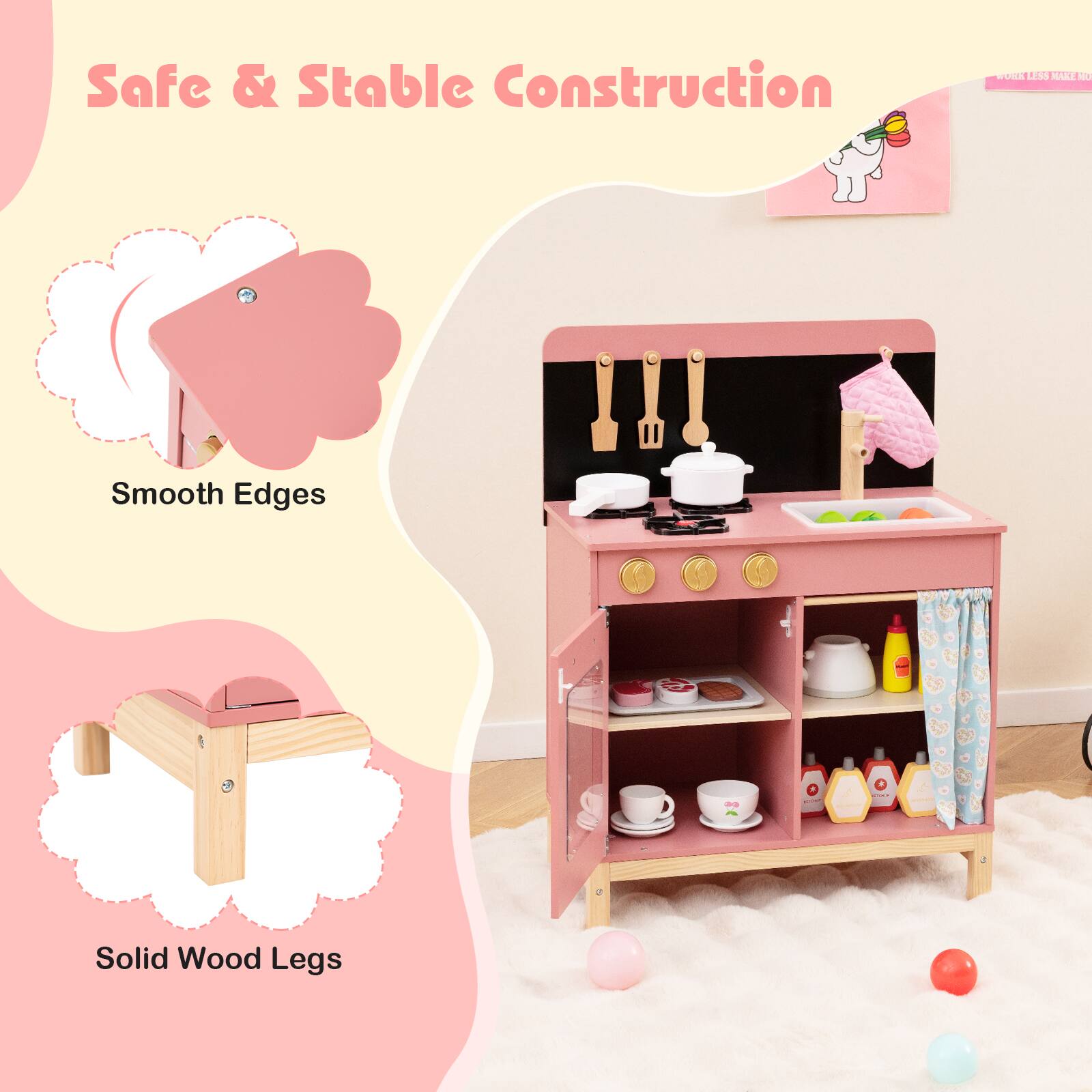 Safe & Stable Construction

Smooth Edges

Solid Wood Legs
