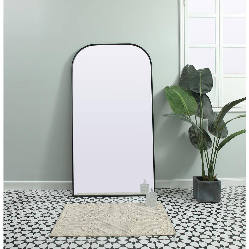 Front. Elegant Decor - Metal Frame Arch Full Length Mirror 35x66 Inch in Black - Black.