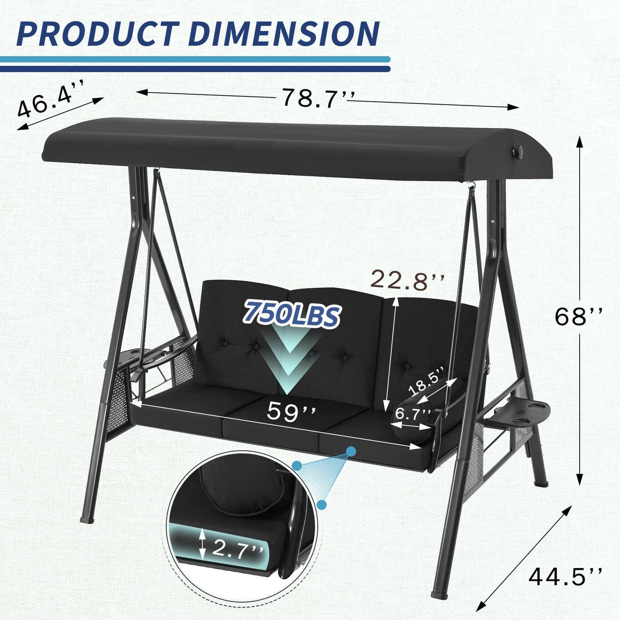 PRODUCT DIMENSION  
46.4" x 78.7" x 22.8"  
750LBS  
68" x 59" x 18.5" x 6.7"  
2.7" x 44.5"