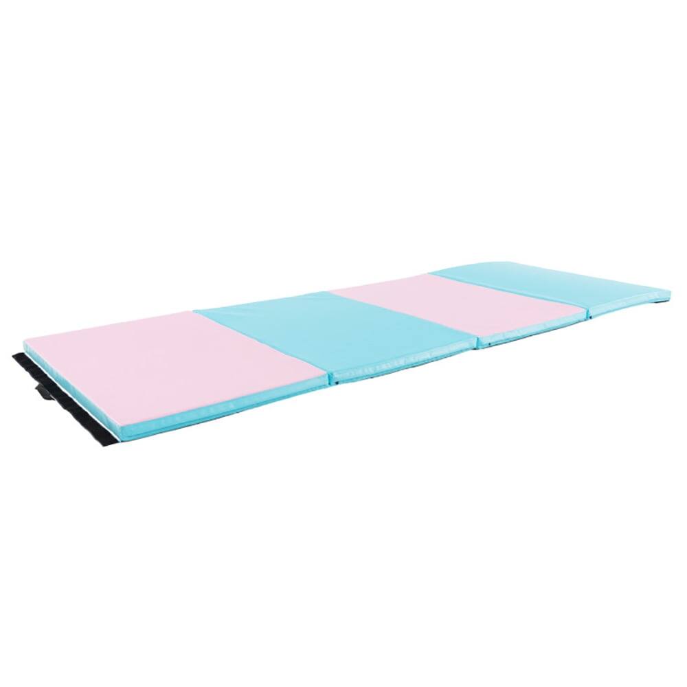 Alt View 4. Kadyn - Gymnastics Mat, Exercise Tumbling Mat,4-Panel PU Leather Folding Exercise Mat with Carrying Handles-Pink & Blue - Pink.
