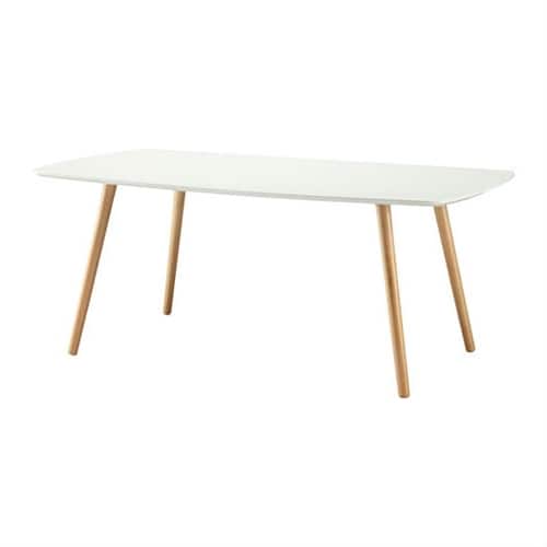 SlickBlue - Sleek Mid-Century Coffee Table with Solid Wood Support - White