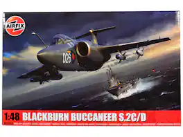 Level 4 Model Kit Blackburn Buccaneer S.2C/D Attack Aircraft with 4 Scheme Options 1/48 Scale Plastic Kit by Airfix