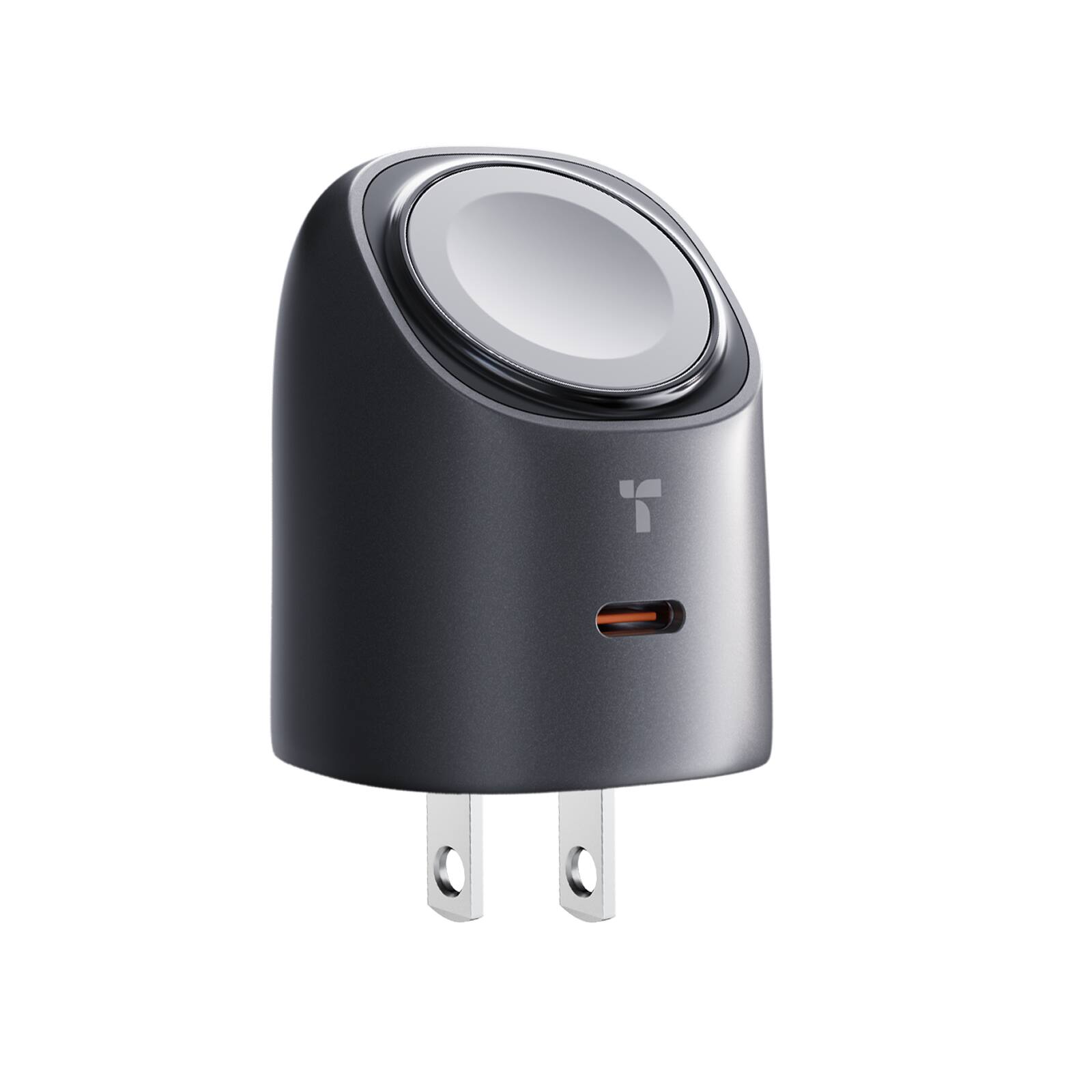 Front. TORRAS - FlashEye 45W GaN Wall Charger with Magnetic Apple Watch Pad – 2-in-1 USB-C Fast Charger for iPhone 18 Pro Max, MacBook, - Grey.