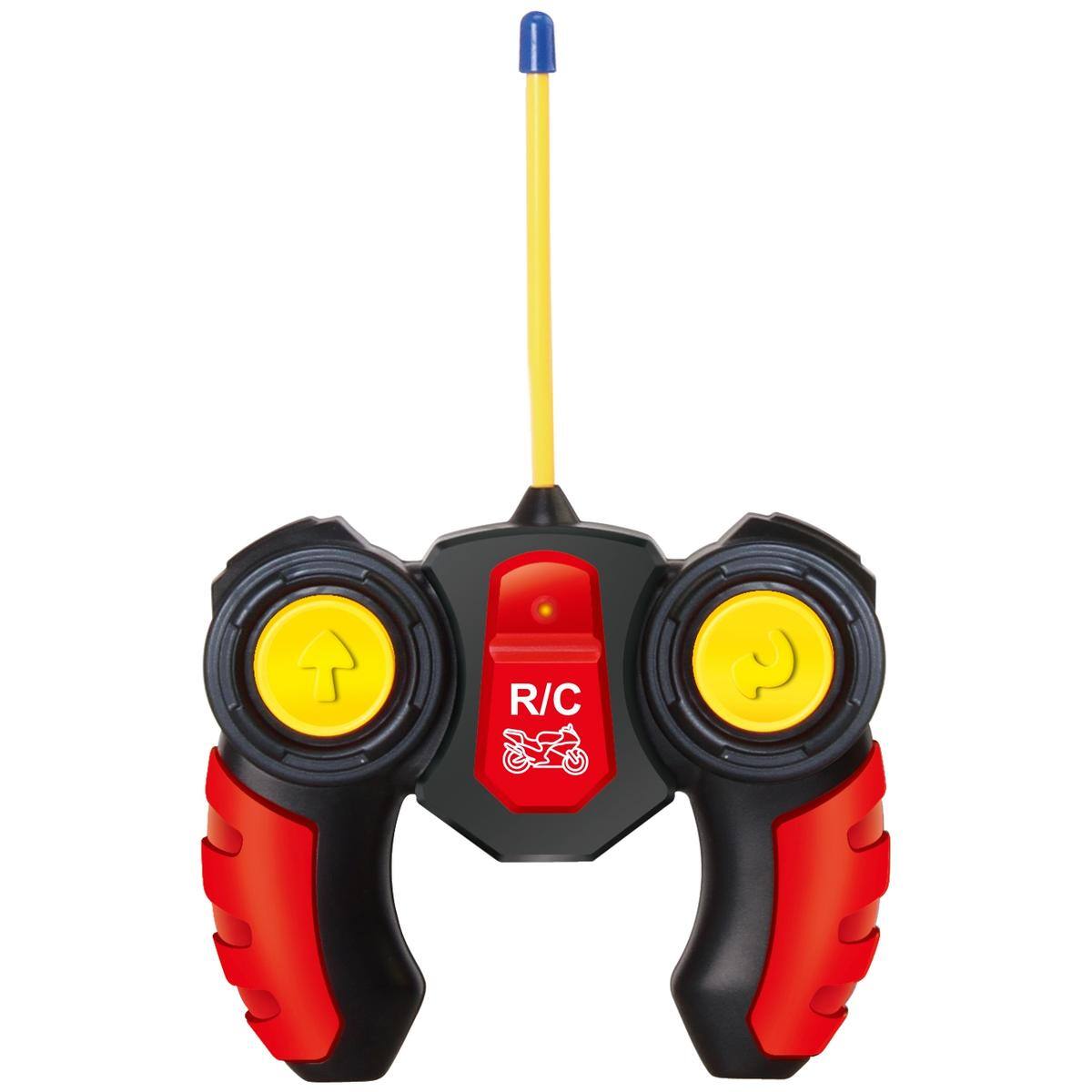 Angle. JuzToys - Remote Control Motorcycle Toy for Kids – 360° RC Motorbike with Light and Sound Effects – Yellow - Yellow.