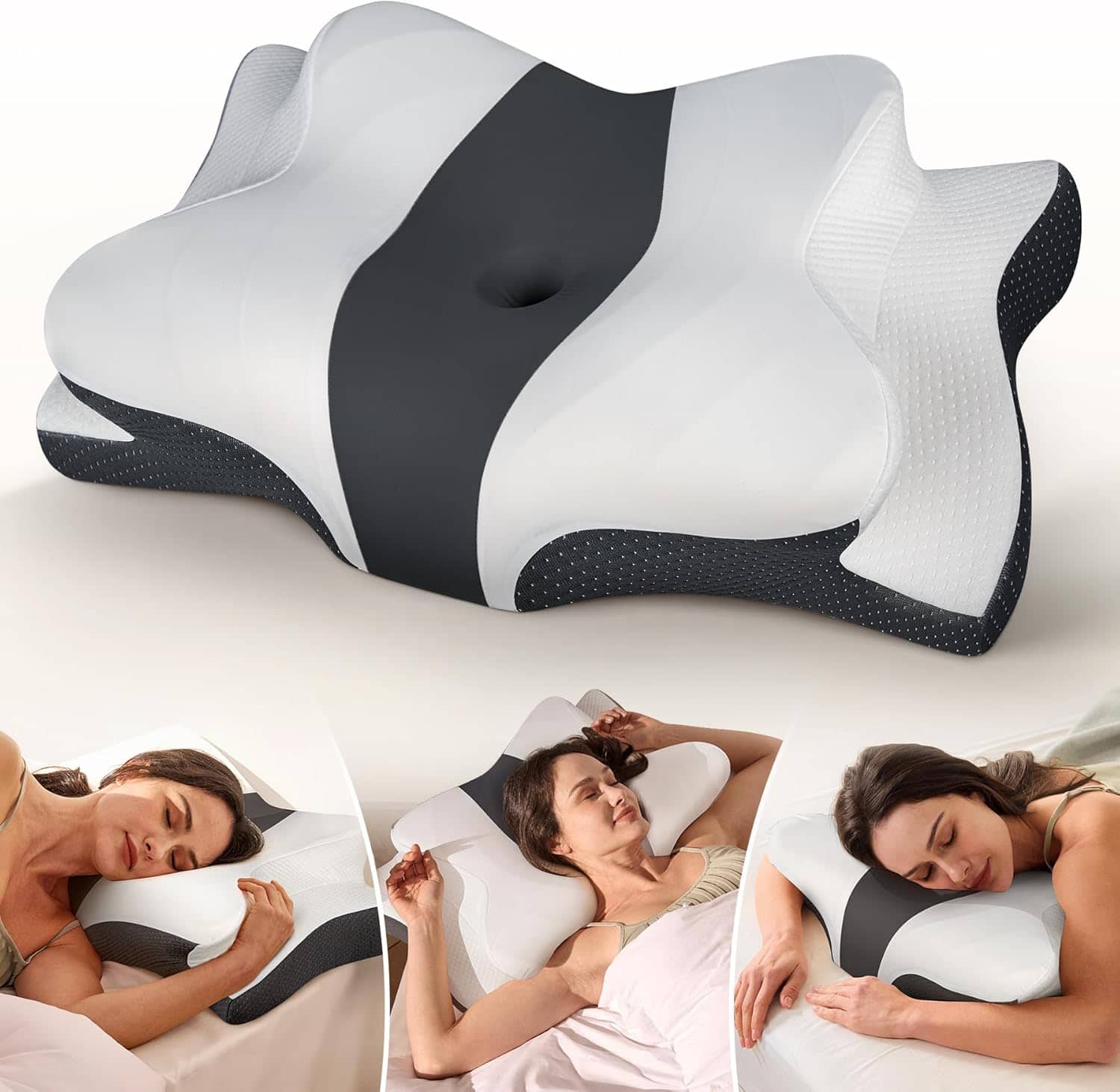 FINEAK - True Cooling Orthopedic Neck Pillow for Pain Relief & Support - Dark Gray