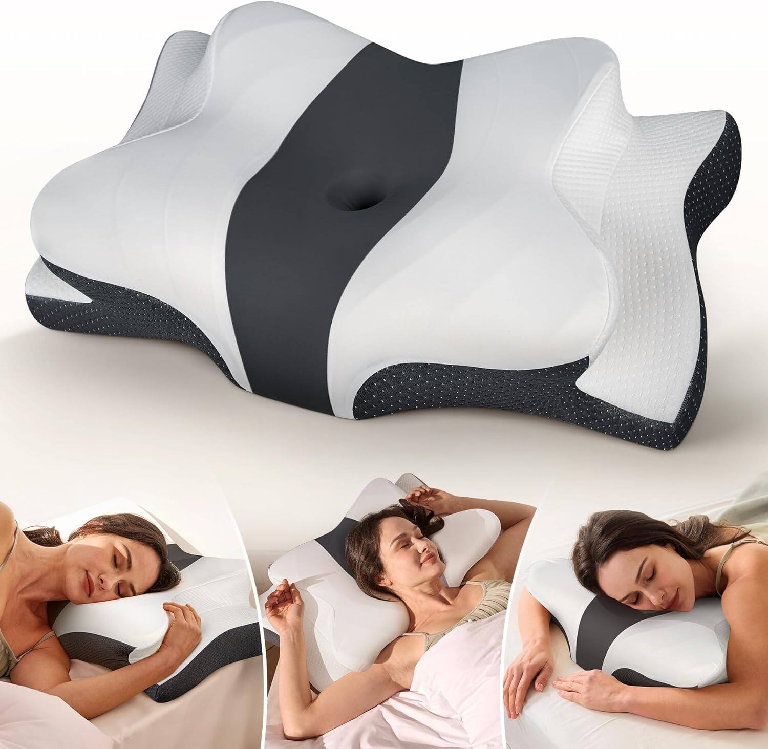 FINEAK - True Cooling Orthopedic Neck Pillow for Pain Relief & Support - Dark Gray