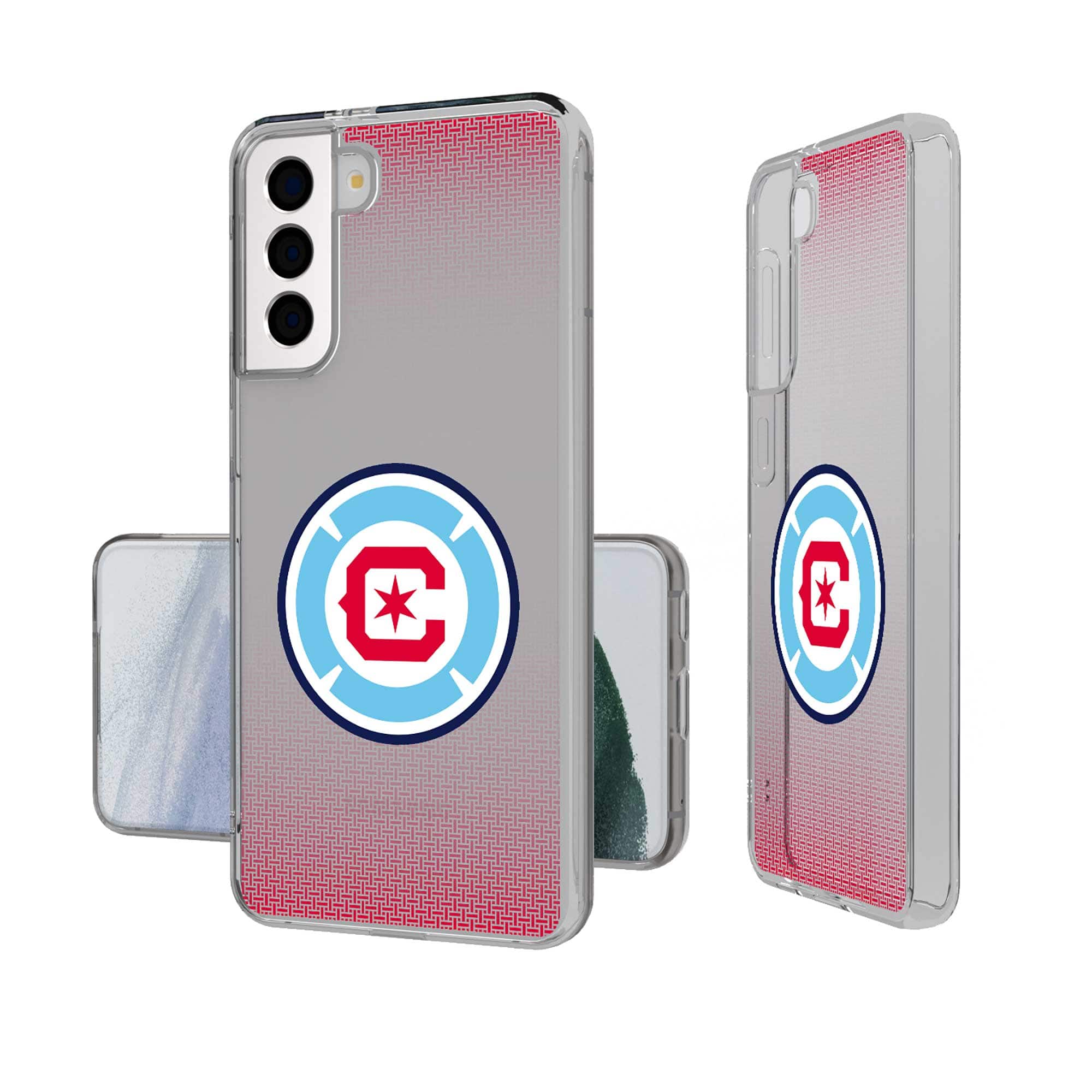 Front. Keyscaper - Chicago Fire Linen Logo Galaxy Clear Case - S24 - Multicolor.