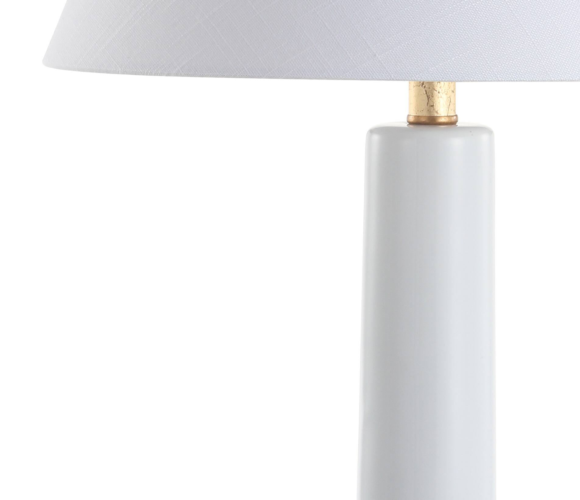 Alt View 4. Jonathan Y - Copenhagen 29" Ceramic/Metal LED Table Lamp, White/Brass - White.