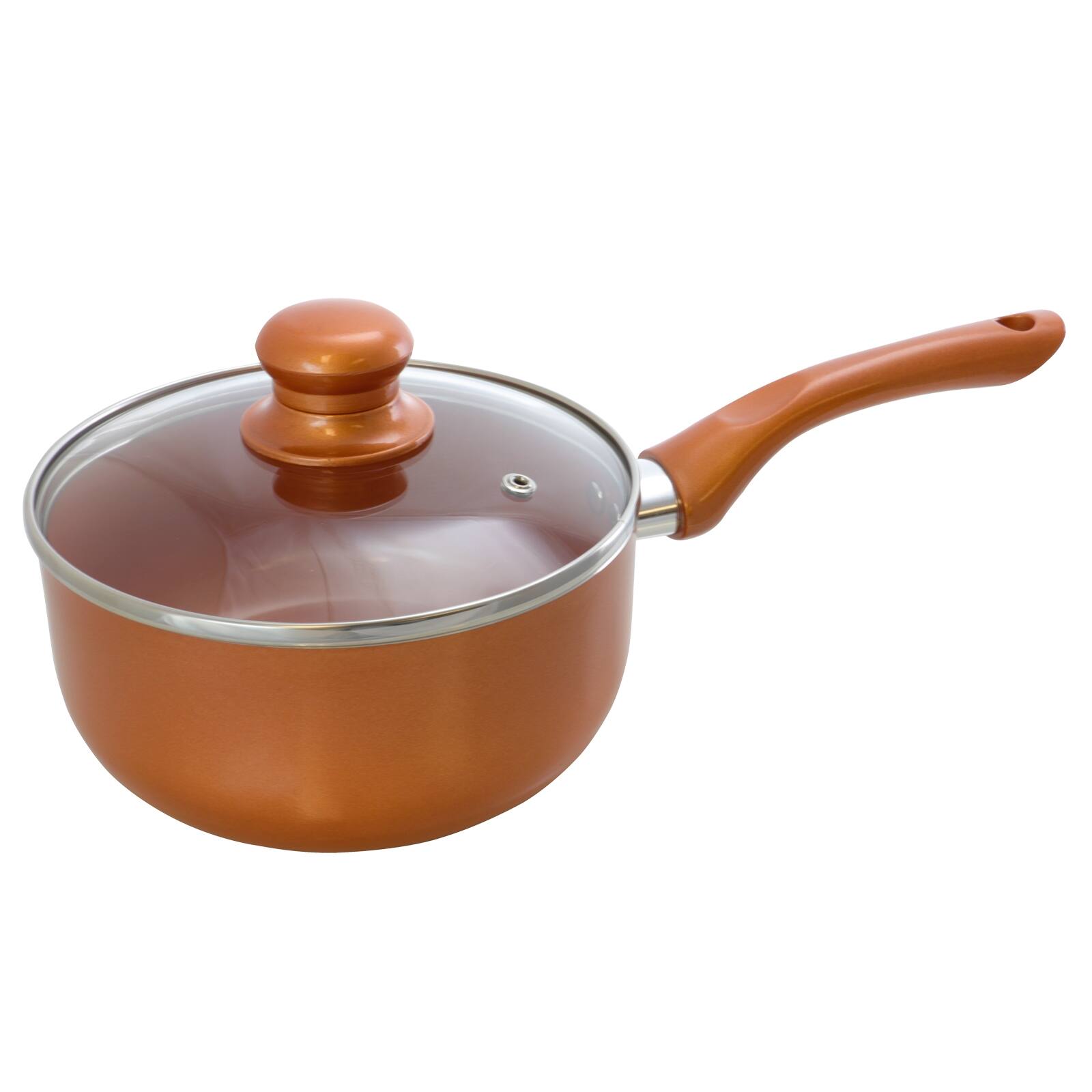 Alt View 5. Better Chef - Better Chef 2 Qt. Copper Colored Ceramic Coated Saucepan with glass lid - Copper.