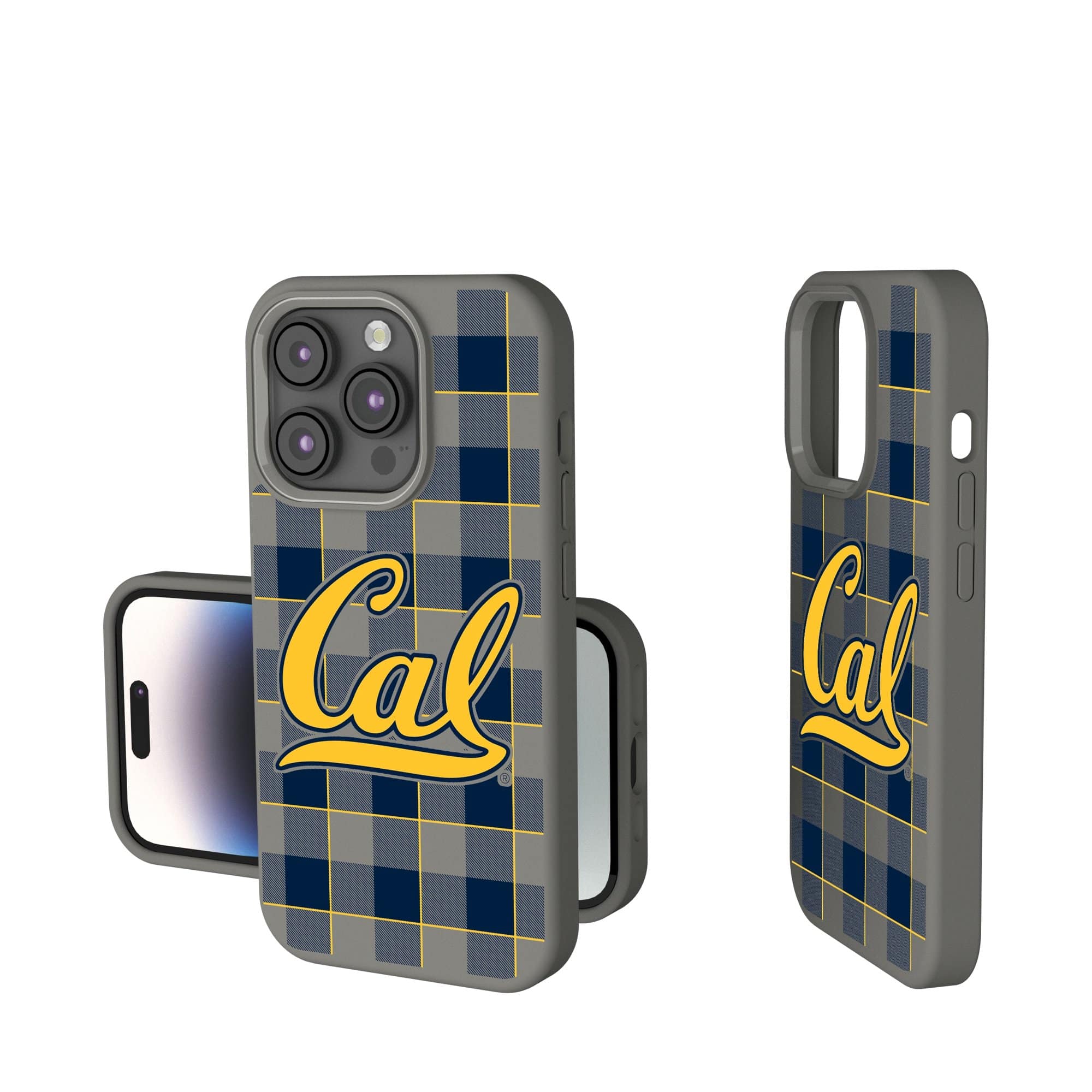 Photos - Case Keyscaper - NCAA - Cal Bears Plaid Soft Touch iPhone - 14 - Gray 202143303