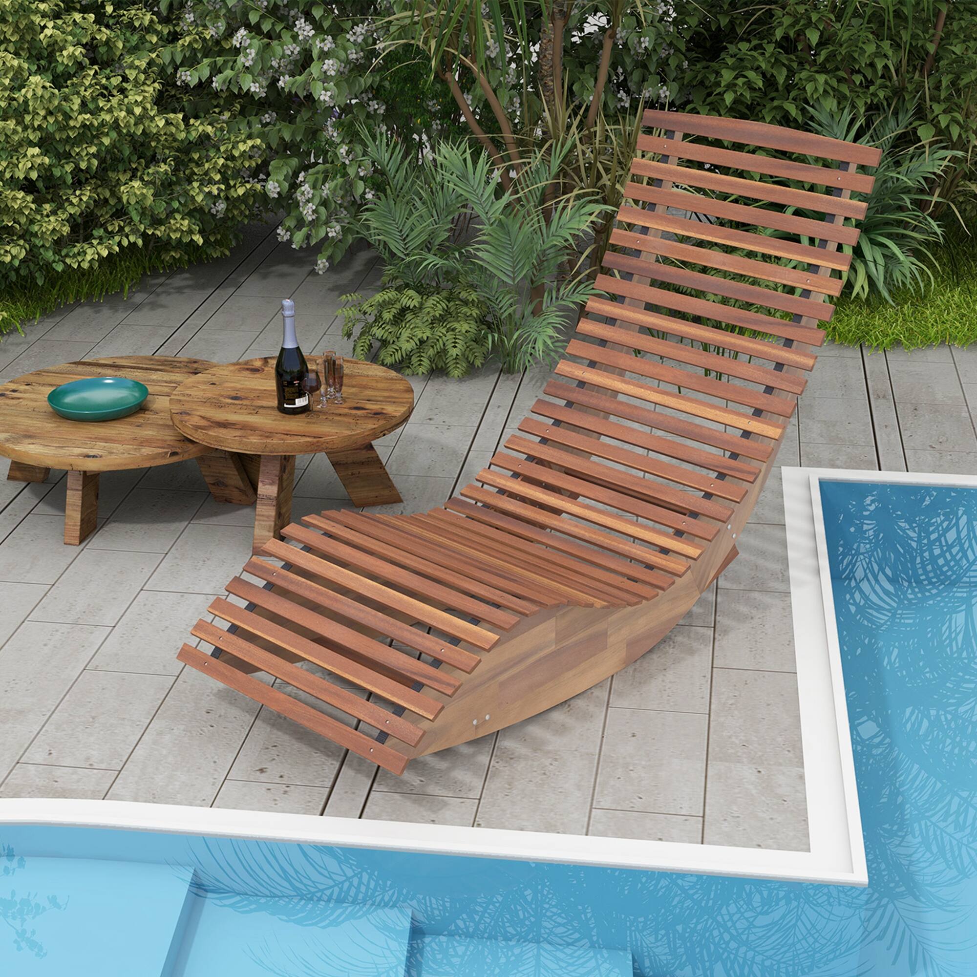 Alt View 1. Costway - Costway 1 PCS Outdoor Acacia Wood Rocking Chair with Widened Slatted Seat and High Back Patio - Natural.