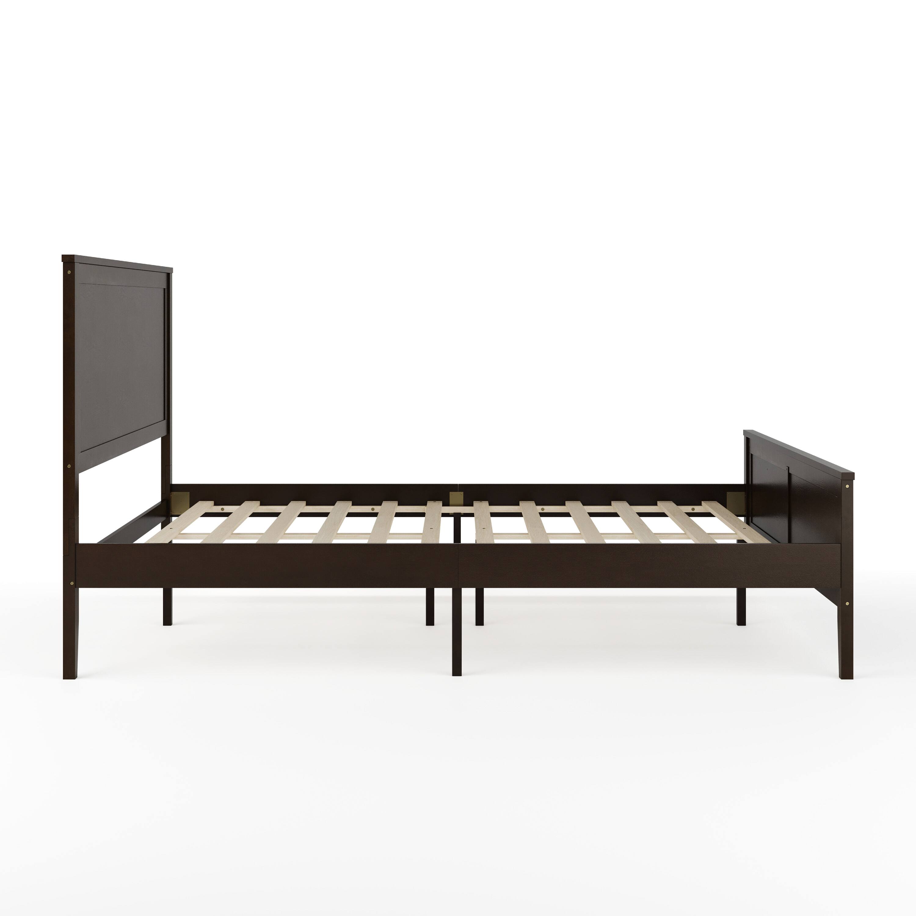 Alt View 17. Martha Stewart - Corbin Wooden Queen Size Platform Bed with Headboard and Footboard - Dark Brown.