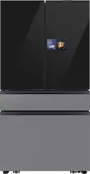 Samsung - Bespoke 23 cu. ft. Counter Depth 4-Door French Door Refrigerator with AI Home - Charcoal Glass / Stainless Steel - Front_Zoom