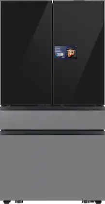 Samsung - Bespoke 23 cu. ft. Counter Depth 4-Door French Door Refrigerator with AI Home - Charcoal Glass / Stainless Steel