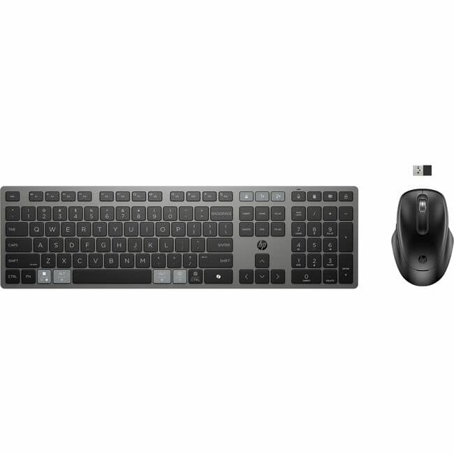 HP - 725 Keyboard & Mouse - USB Type A Scissors Wireless Bluetooth/RF 2.40 GHz Keyboard - Nightfall Black - USB Type A Wir - Unknown