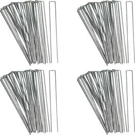 Sunnydaze - 12 in Galvanized Steel Garden/Landscape Staples - Set of 100 - Silver