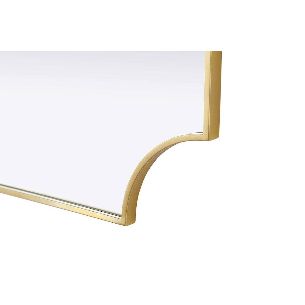 Left. Elegant Kitchen and Bath - Notched Metal Mirror 27x32 inch in Brass - Brass.