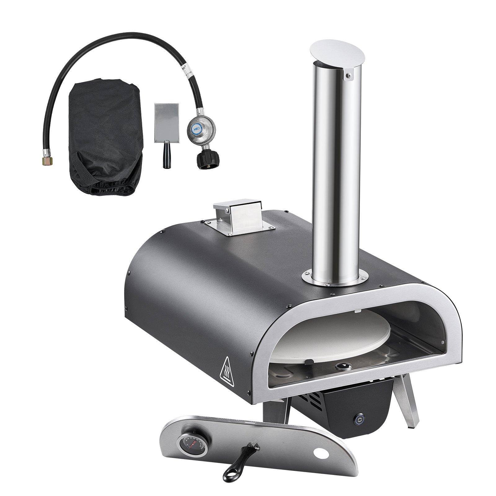 Alt View 10. Glintex - 12in Pizza Oven Outdoor Dual Fuel, Wood Gas Maker with Thermometer for Camping - Black.