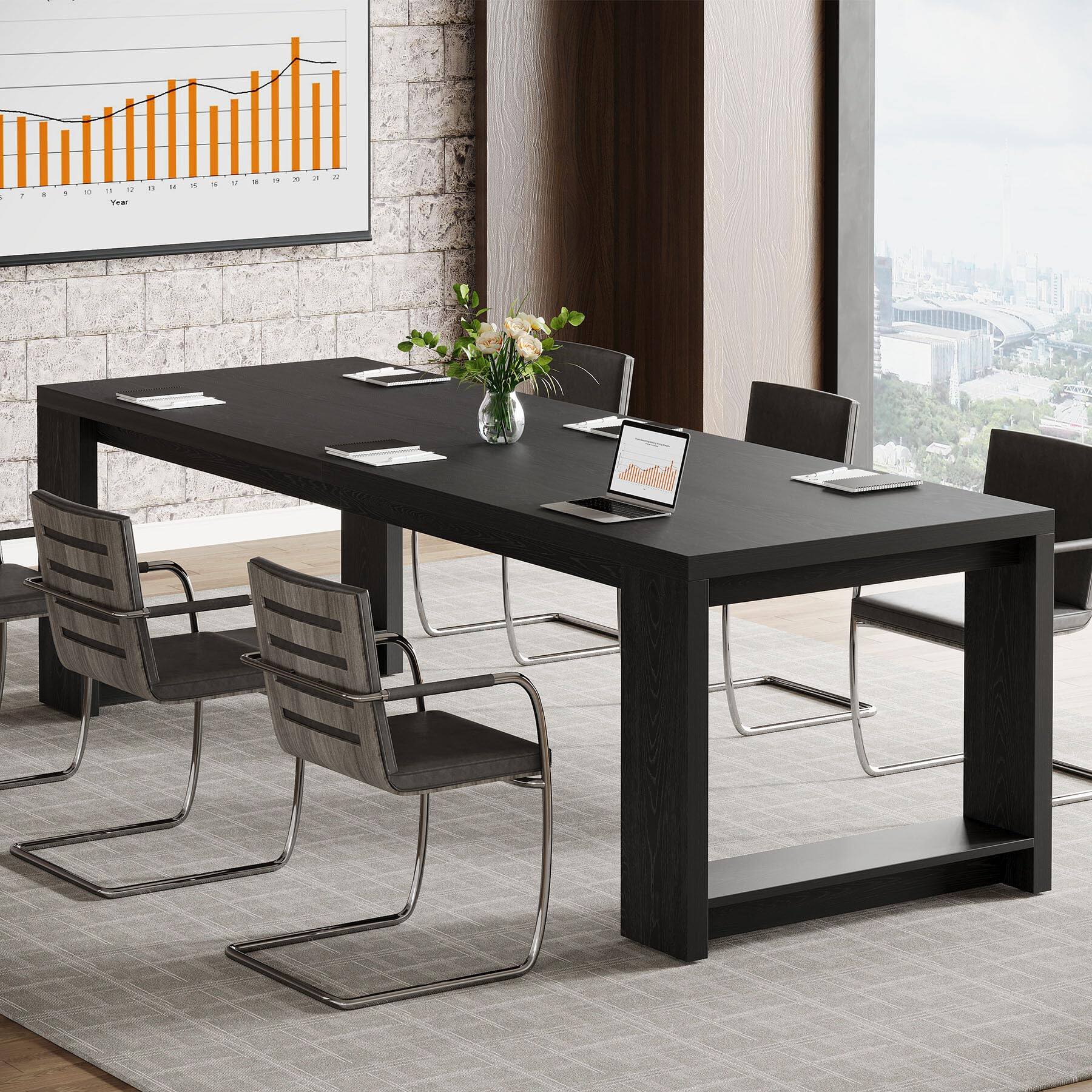 Alt View 2. Tribesigns - Two Person Desk, 86.6-Inch Extra Long Desk, Double Office Desk - Black.