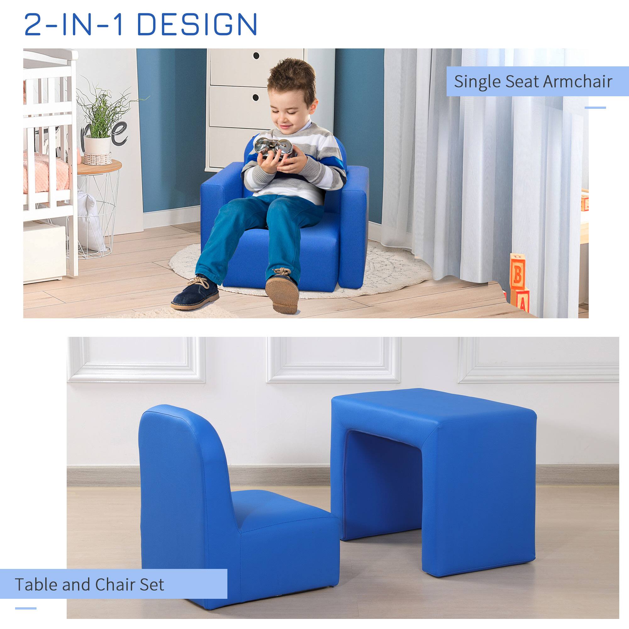 2-IN-1 DESIGN

Single Seat Armchair

Table and Chair Set