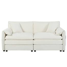 Boyel Living - Modern Minimalist Beige Chenille Sofa with Side Storage Pockets 3-Seat - Beige